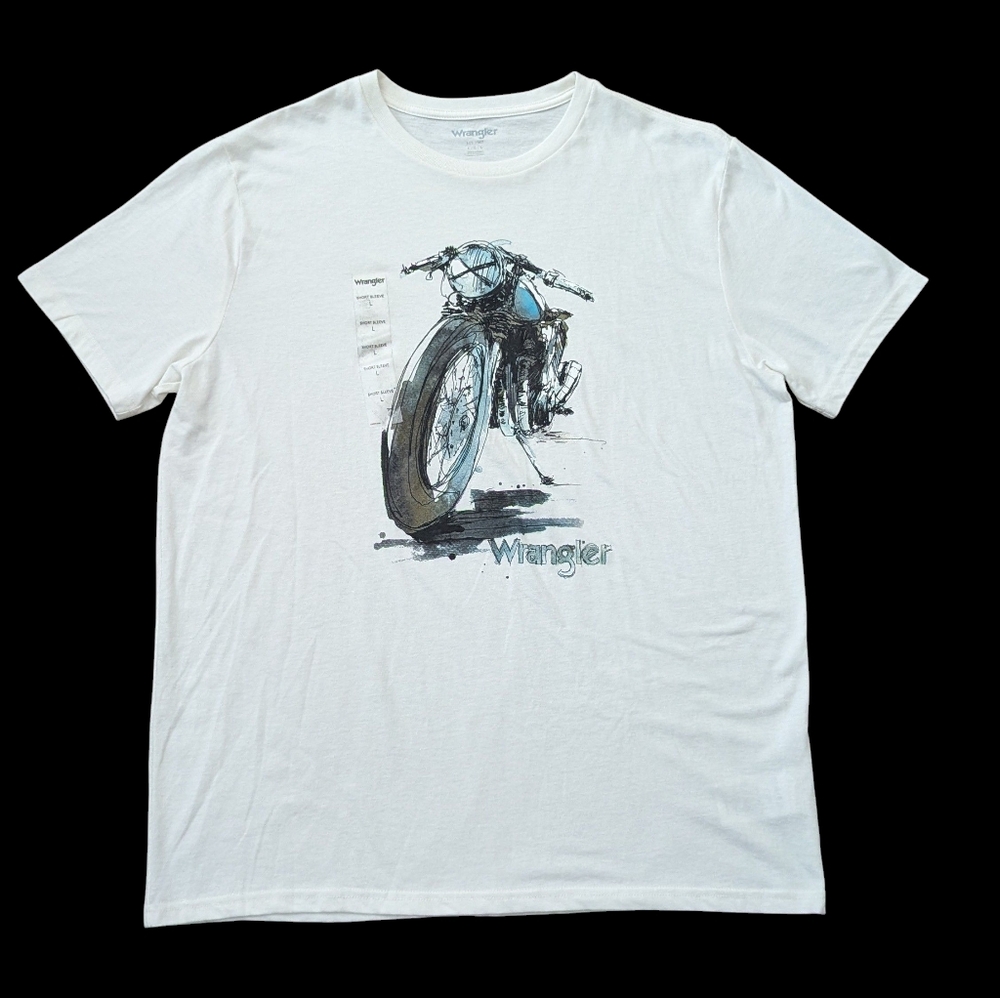 Wrangler White Graphic Motorcycle Biker T-Shirt NEW XL